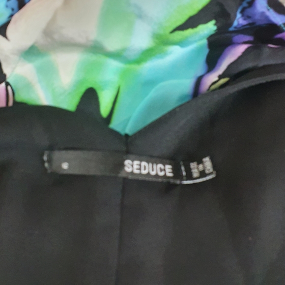 SEDUCE Womens Black/Bright Coloured Silk Sleeveless Dress Size 12 - Picture 4 of 5